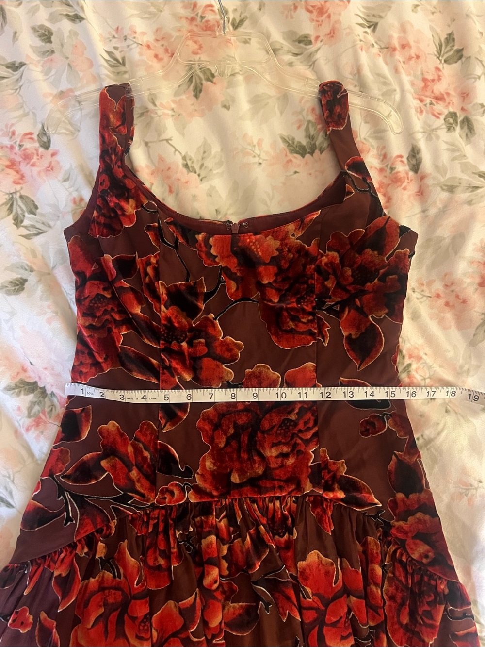 Hutch The Ridge Burgundy Velvet Maxi Dress Drop Waist Wedding Cocktail Sz 6 - Picture 11 of 13
